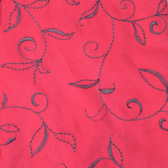 Sag Harbor Microfiber Button Jacket Collar Shirt Blouse Embroidered Hot Pink M - Picture 2 of 12